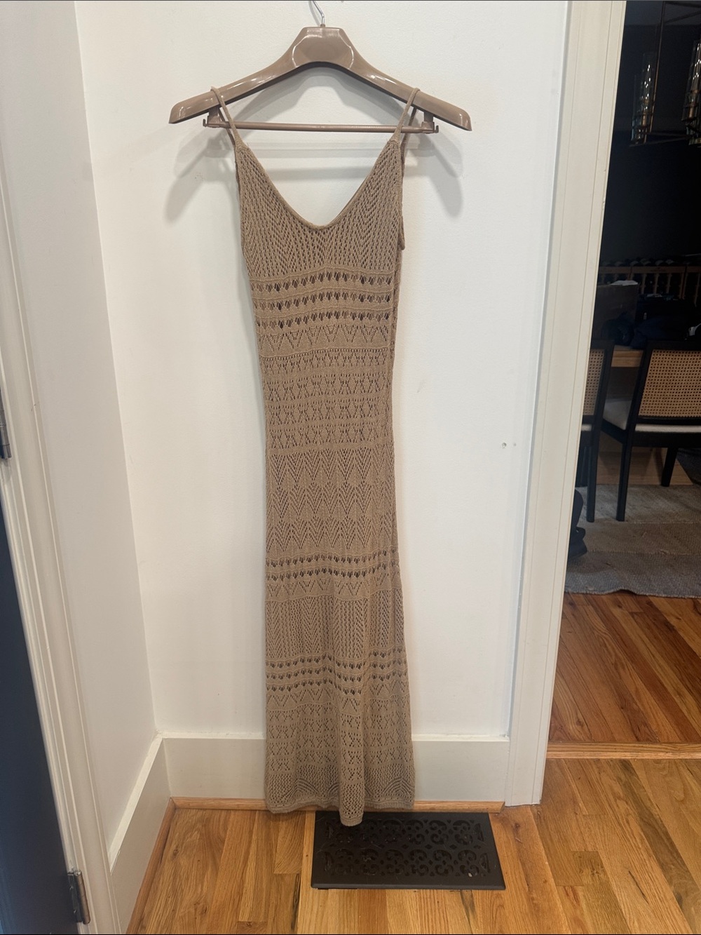 Before You Crochet Maxi Dress - Tan/Beige Boho Chic